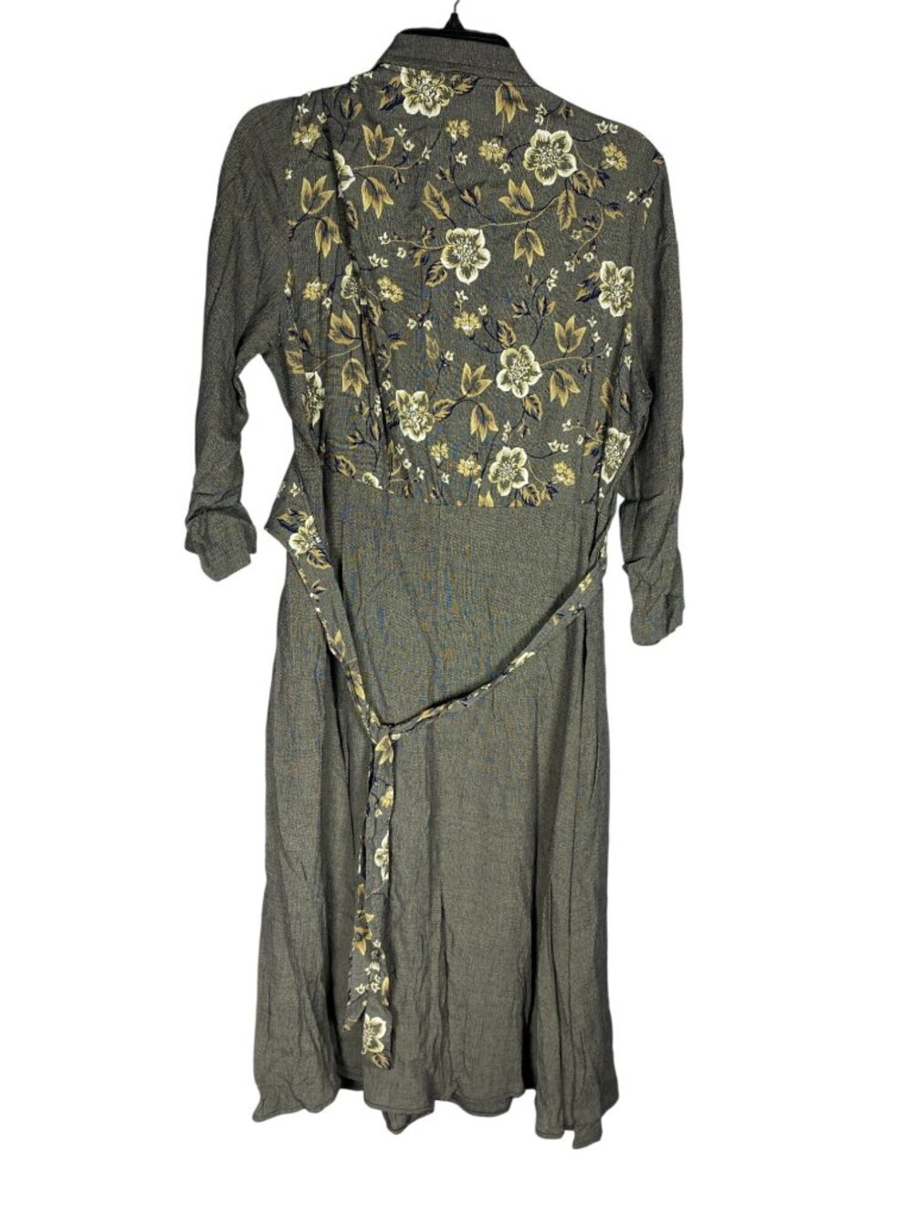 Ultra Dress Floral Embroidered Button-Down Midi Dress 10 Rayon Green Vintage - Picture 3 of 7